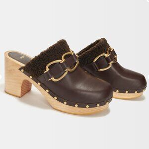 NEW MAJE Made In Spain Leather Dora Clogs In Bordeaux 1125 12m7